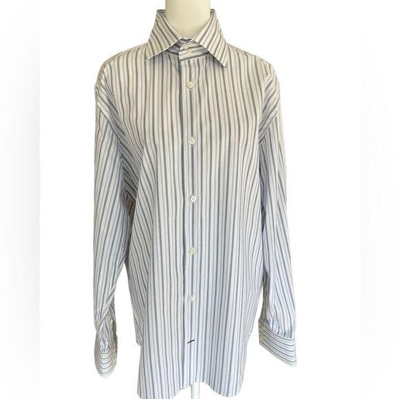 Banana Republic long sleeved button down striped shirt, size  M, 15-15.5” - Picture 6 of 7